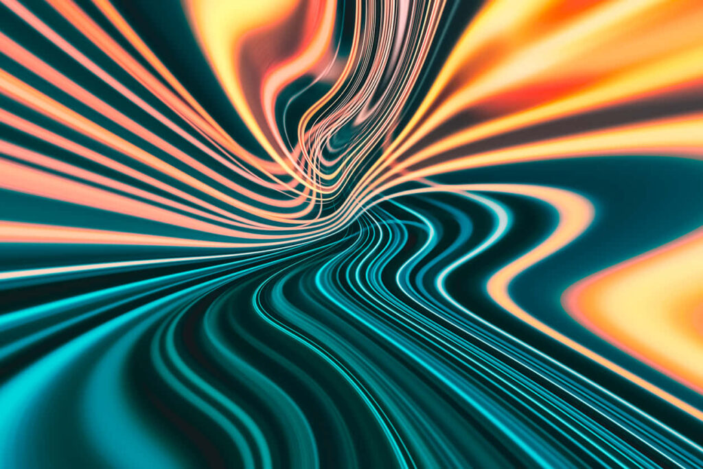 Mesmerizing Neon Orange & Teal Swirling Abstract Wallpaper Background