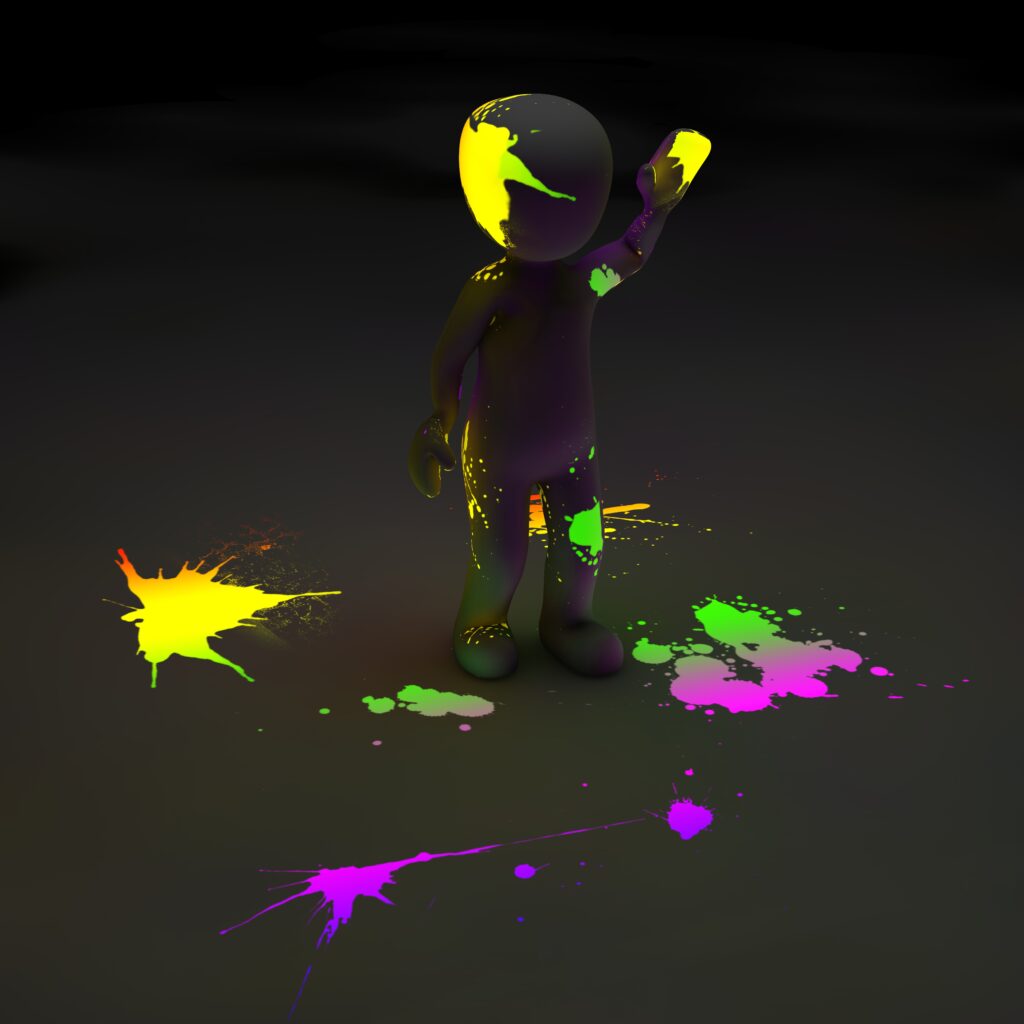 Vibrant Neon Paint Silhouette Wallpaper - 8000x8000 High-Res Background