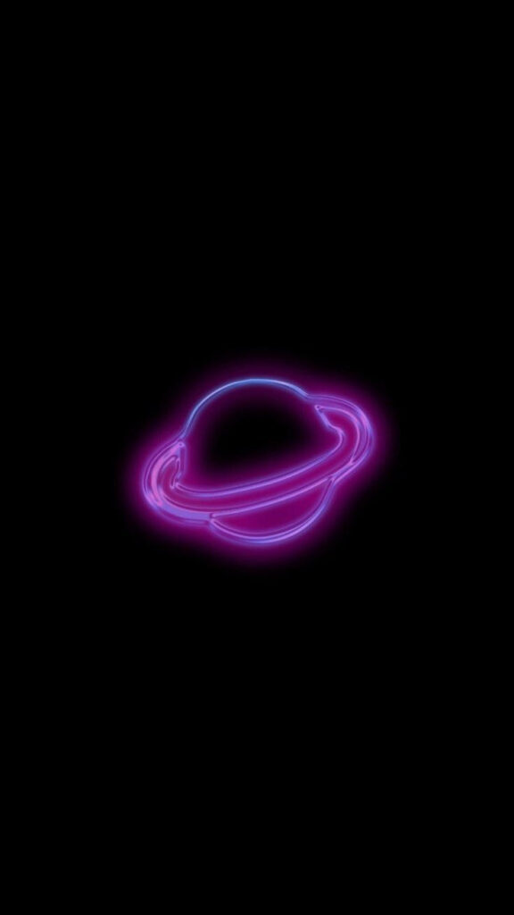 Futuristic Neon Planet Wallpaper with Purple & Pink Rings