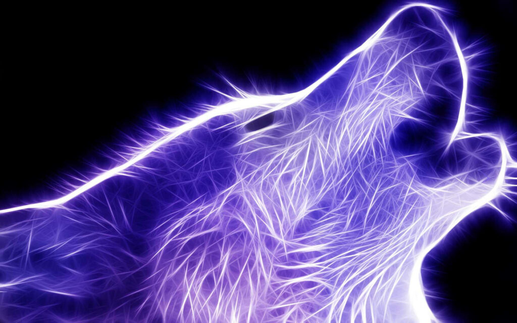 Neon Purple Howling Wolf Wallpaper - Cosmic Galaxy Background
