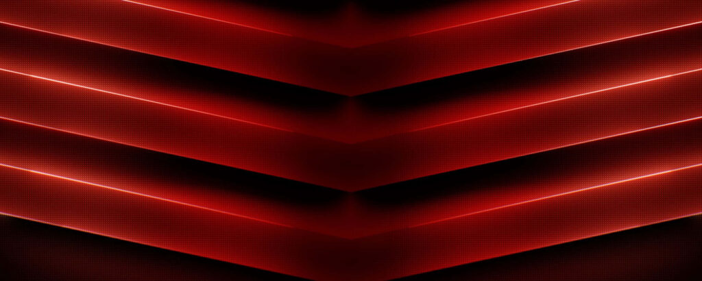 Glowing Neon Red Abstract V-Shapes Illuminating the Red Ultra Wide HD Background Wallpaper