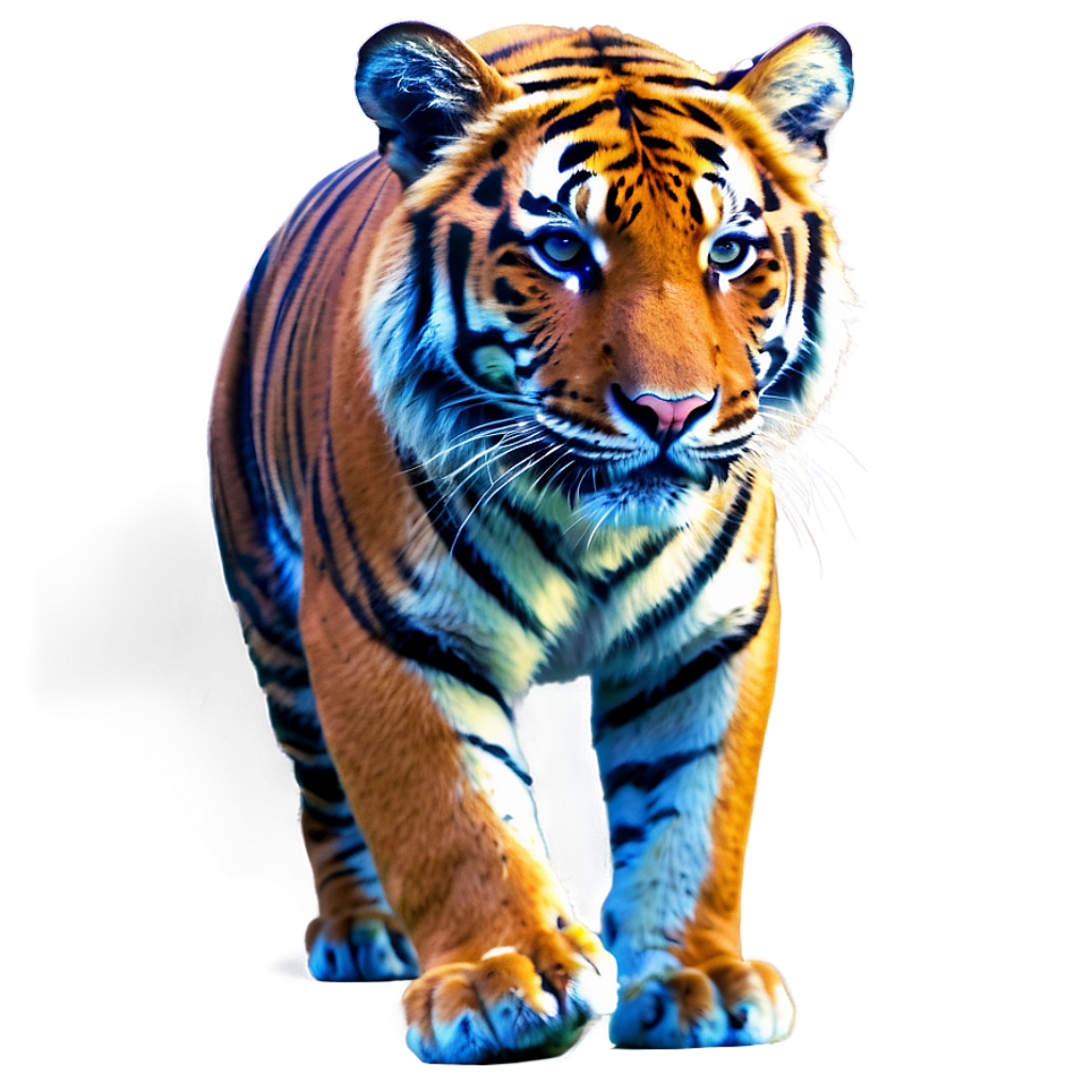 Neon Tiger Wallpaper: Striking Glow of Blues and Oranges