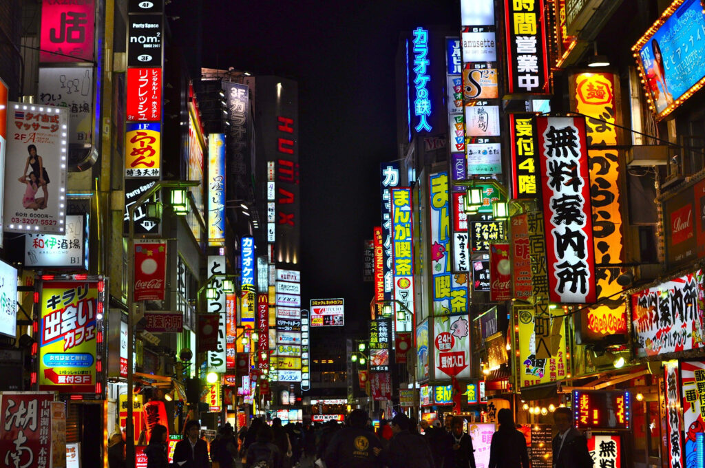 Neon Tokyo Street Wallpaper: Vibrant Nightlife Background