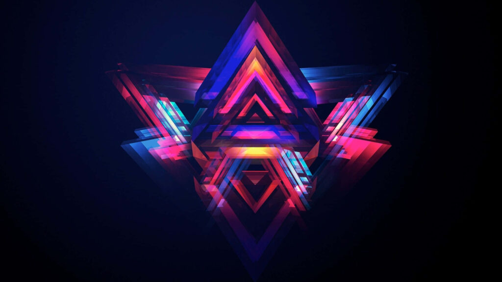 Vibrant Neon Triangle Wallpaper: Abstract Digital Art Background