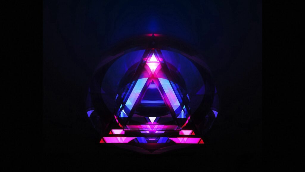 Vibrant Neon Triangle Wallpaper: Striking Geometric Design 2560x1440