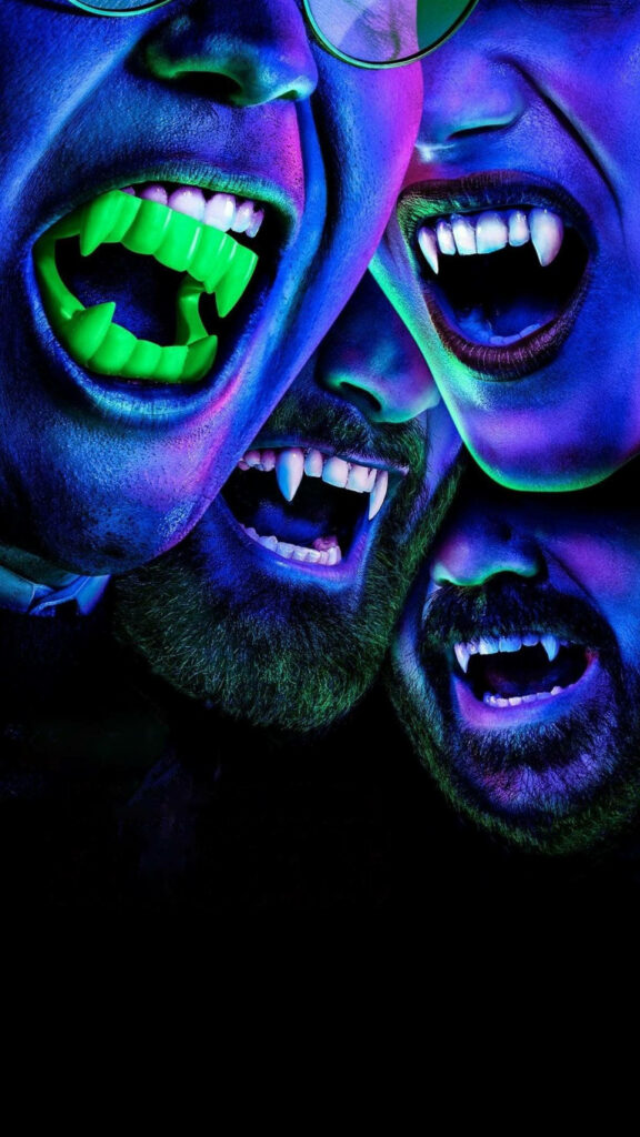 Neon Vampire Fangs Wallpaper: Eerie & Humorous What We Do In The Shadows