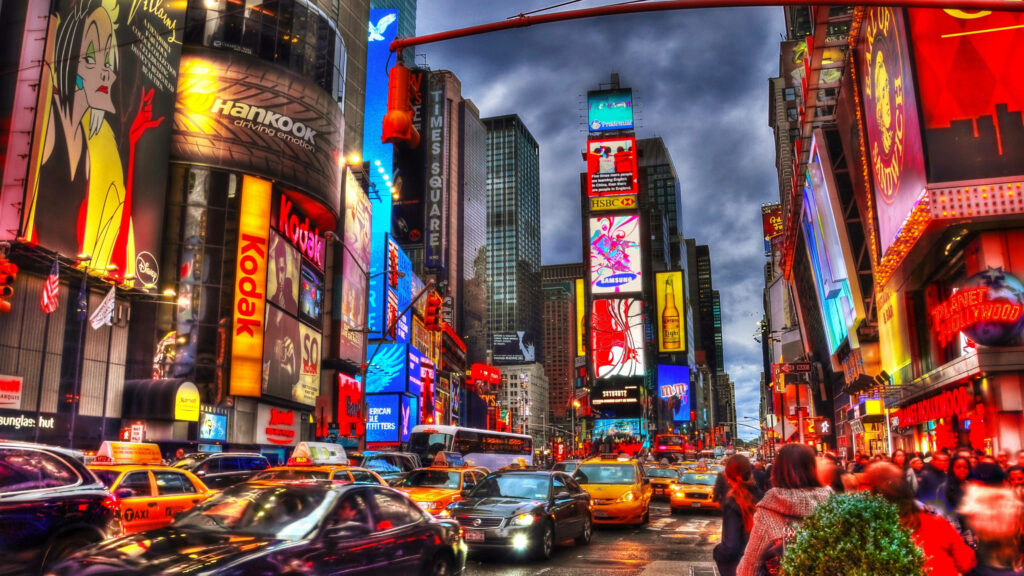Vibrant Times Square Computer Wallpaper: Bright Lights & Energy
