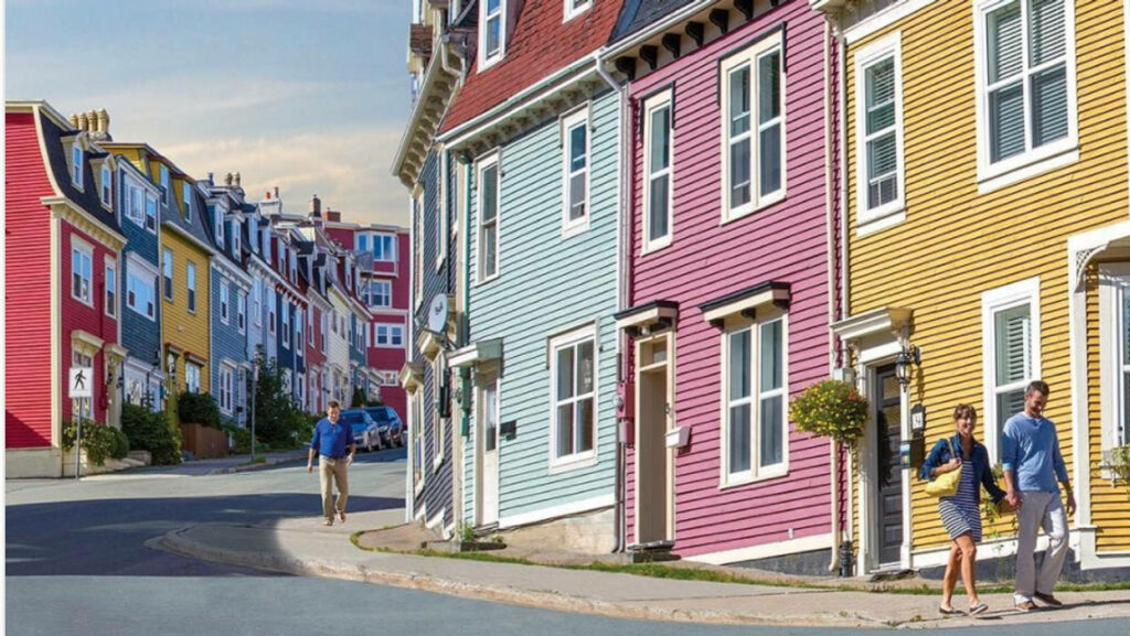 Colorful Newfoundland Houses Wallpaper - Vibrant Pastel Background