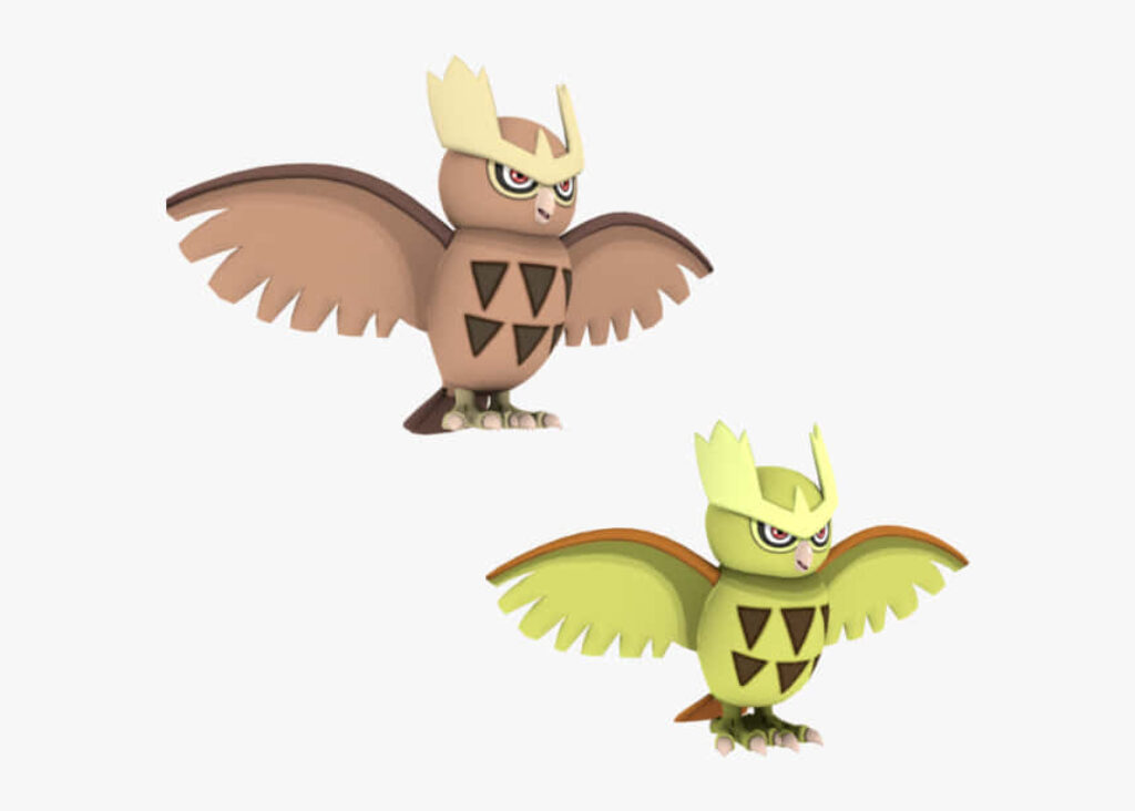 Stunning Noctowl Pokémon Wallpaper: Brown & Shiny Green Variant