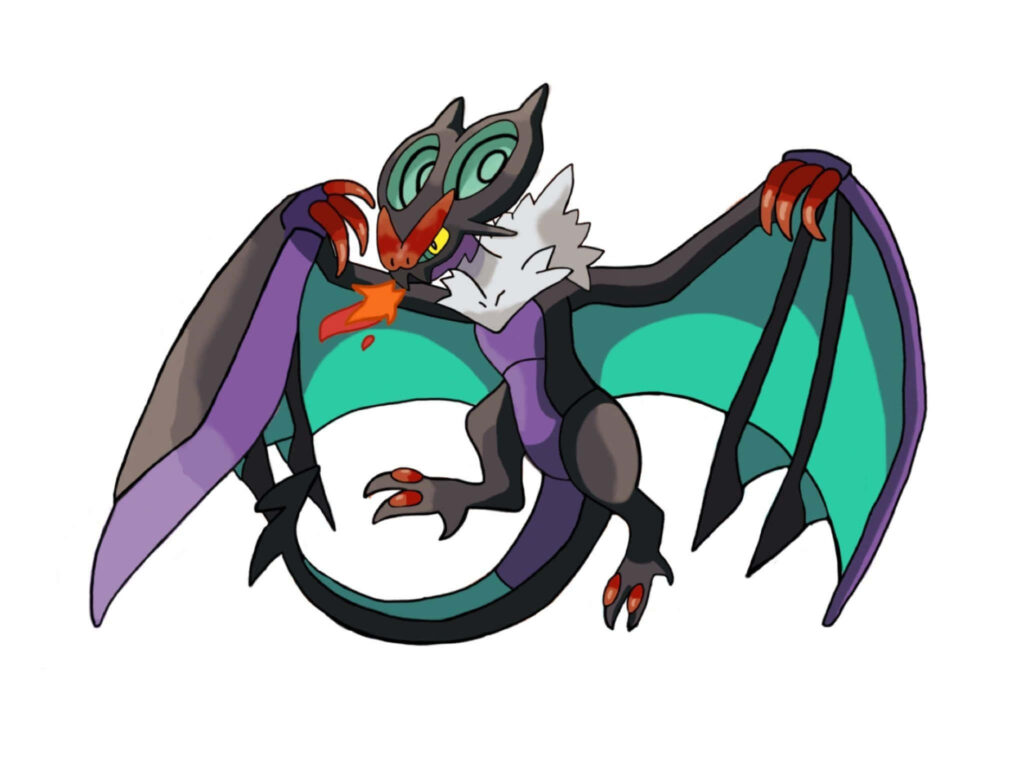 Dynamic Noivern Wallpaper: Vibrant Pokémon Artwork in Action Pose