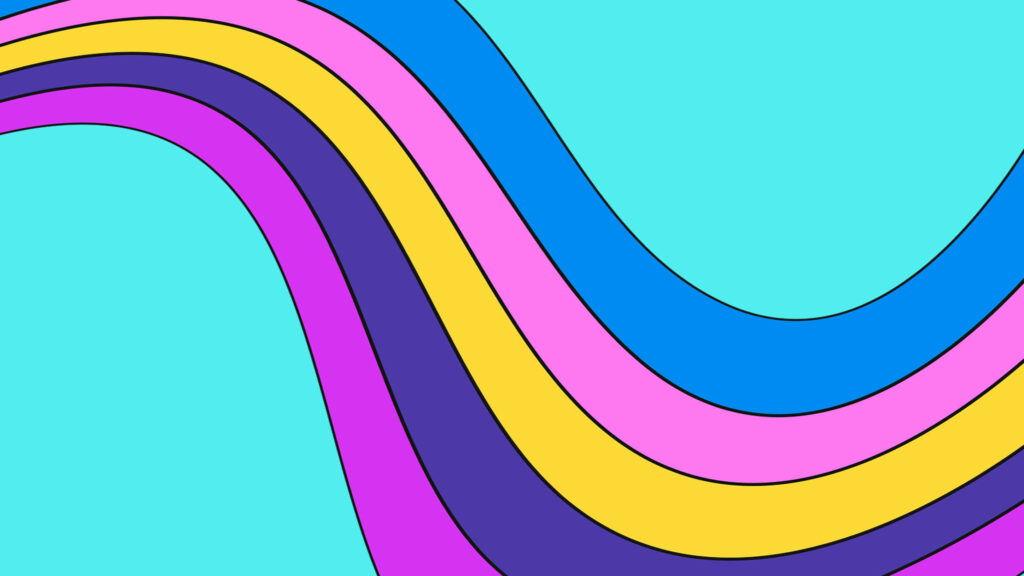Wave of Nostalgia: 80s Retro Vibes in Colorful Rainbow Wallpaper