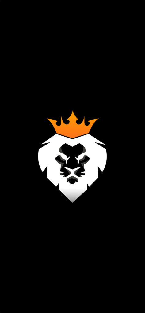 Dynamic OLED Wallpaper: Stylized Lion with Orange Crown on Black