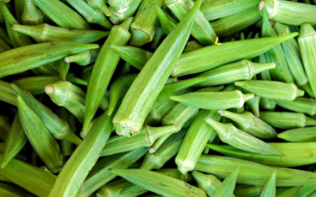 Fresh Green Okra Wallpaper: Vibrant Background Showcasing Natural Texture