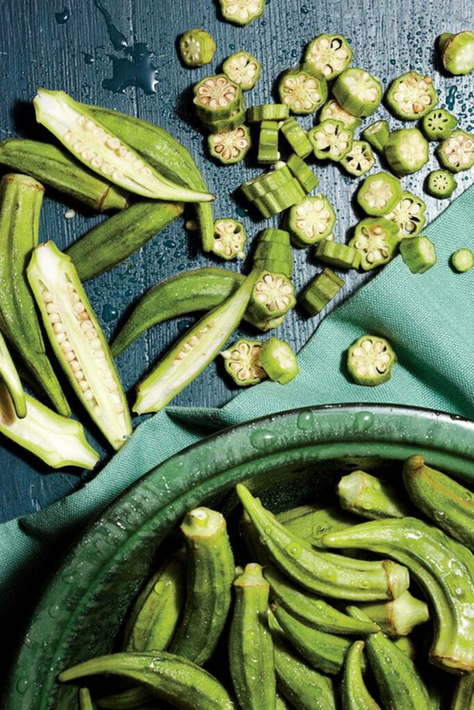 Freshly Washed Okra Wallpaper: Vibrant Greens & Natural Beauty