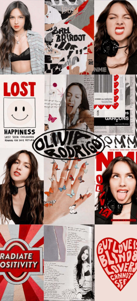 Vibrant Olivia Rodrigo Collage Wallpaper - Expressive Artistic Design