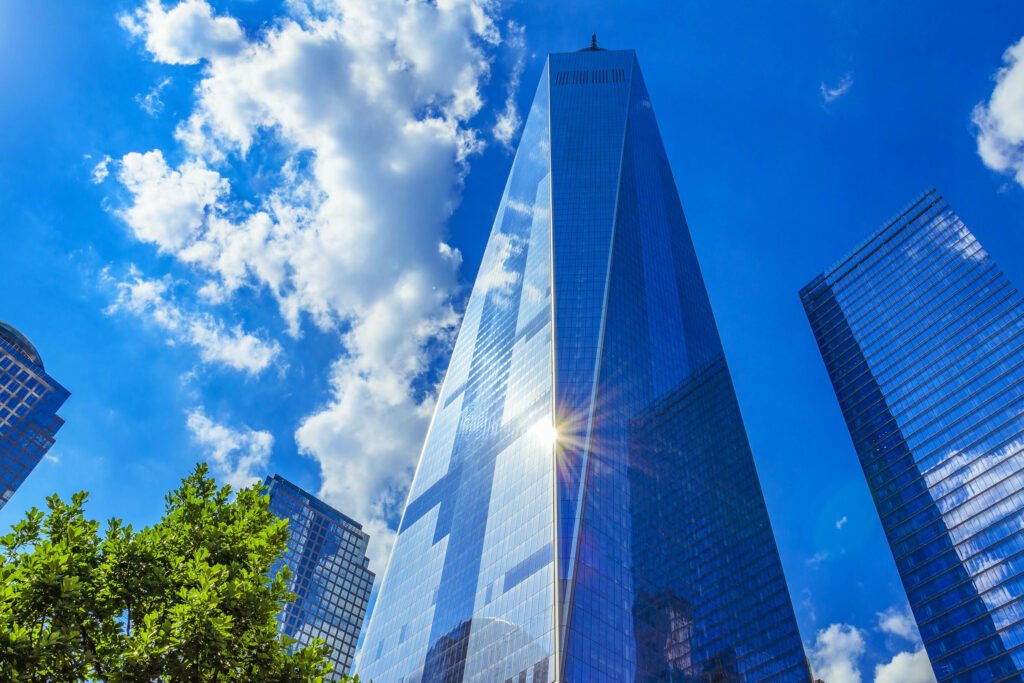 One World Trade Center Wallpaper: Stunning Blue Sky & Reflection