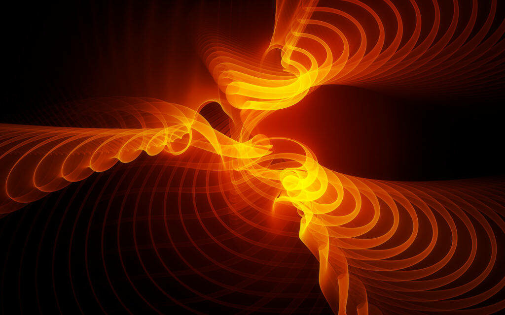 Abstract Orange Rings: A Mesmerizing Display on a Captivating Cool Black HD Wallpaper.