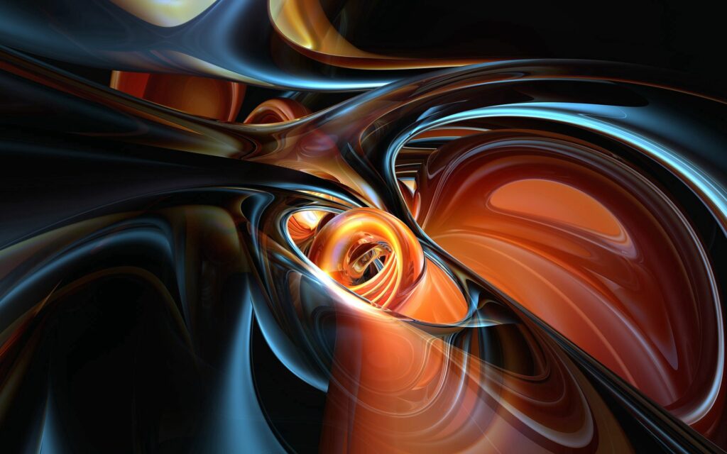 Vibrant Abstract Wallpaper - Smooth Curves in Orange & Black 1920x1200