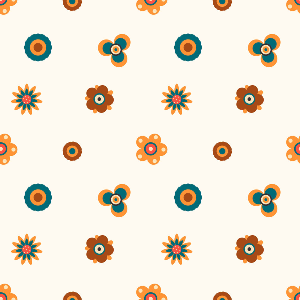 Vibrant Orange & Blue Floral Wallpaper Pattern for Elegant Decor