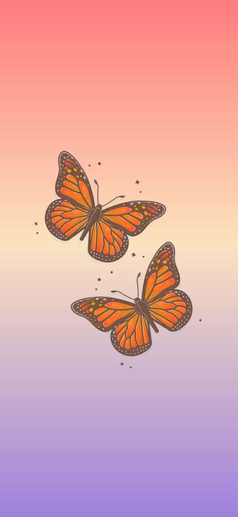 Vibrant Orange Butterflies Wallpaper Background - Serene Gradient Design