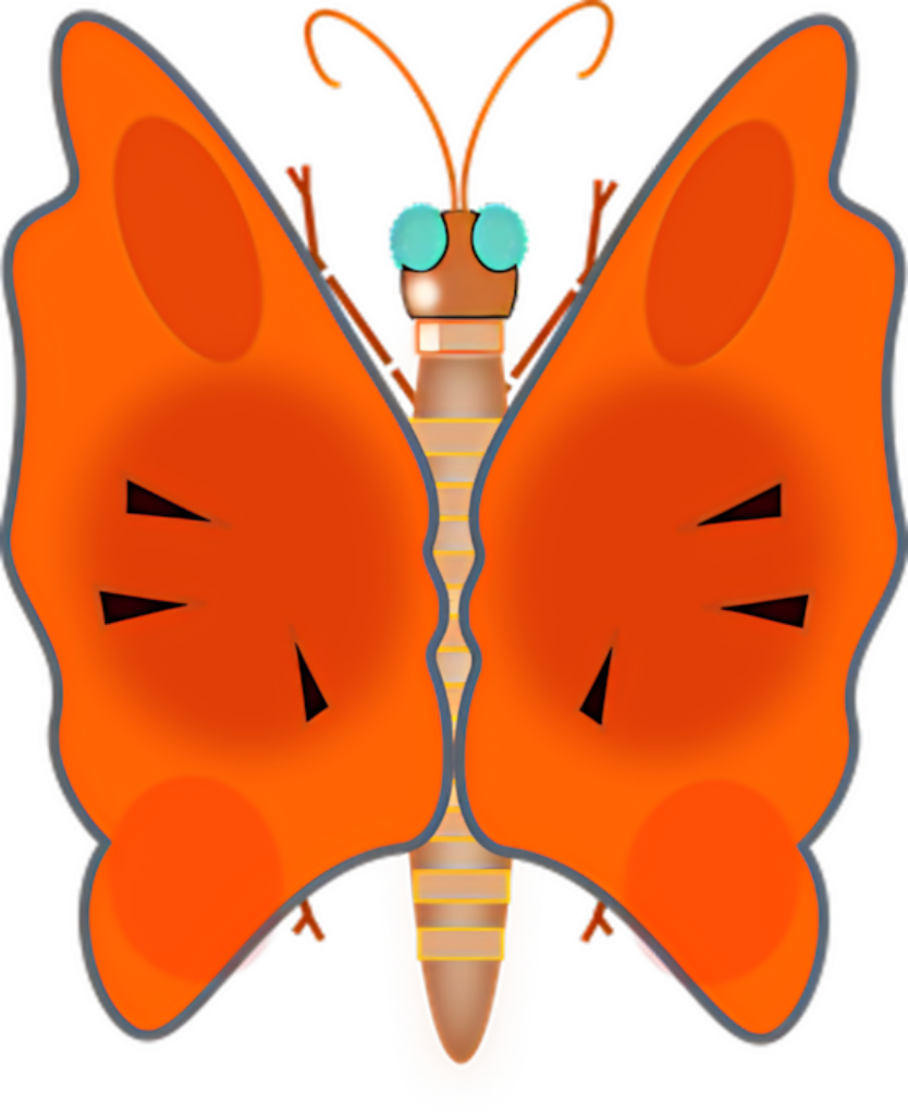 Vibrant Orange Butterfly Illustration with Bold Patterns - Wallpaper