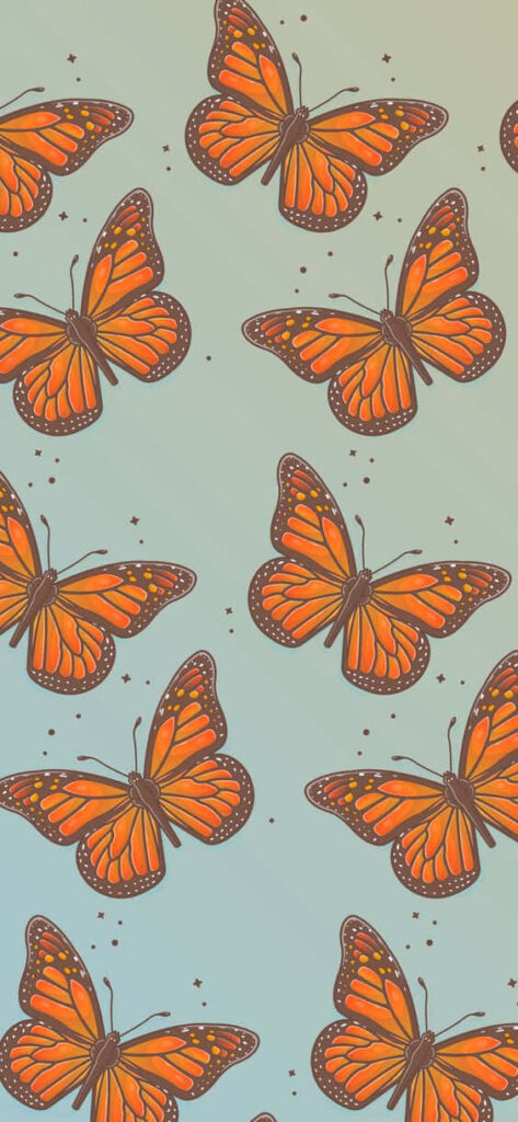 Vibrant Orange Butterfly Wallpaper: Cheerful Artistic Background Design