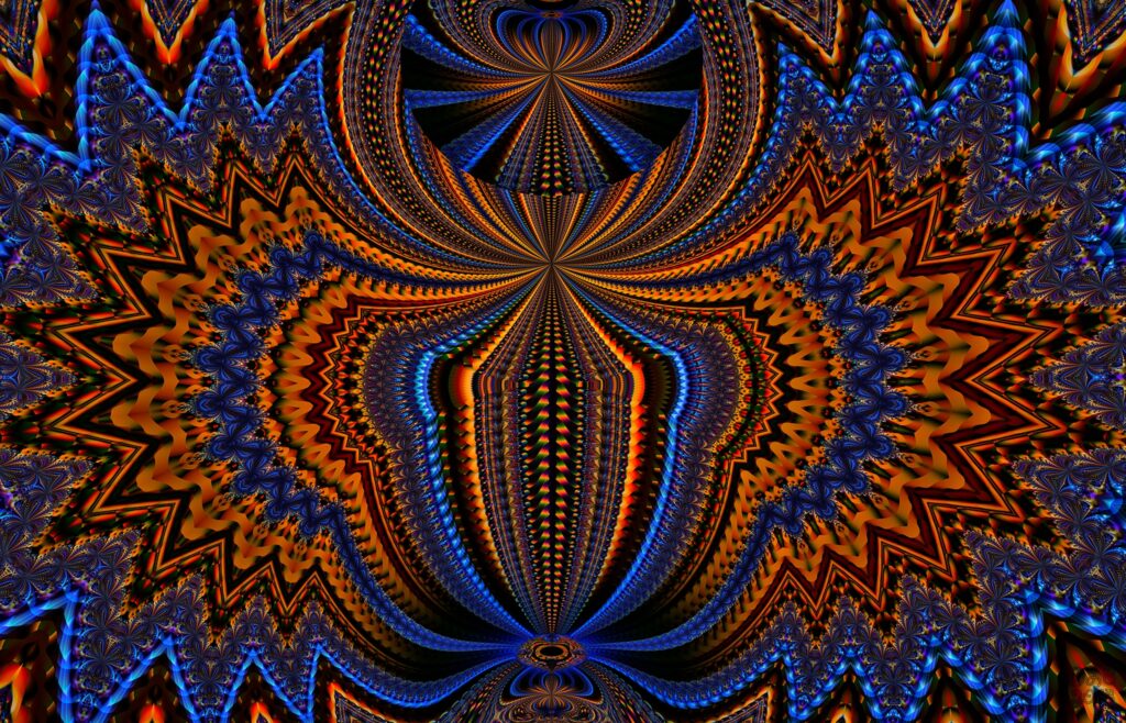 Vibrant Orange & Blue Fractal Wallpaper - Captivating Background