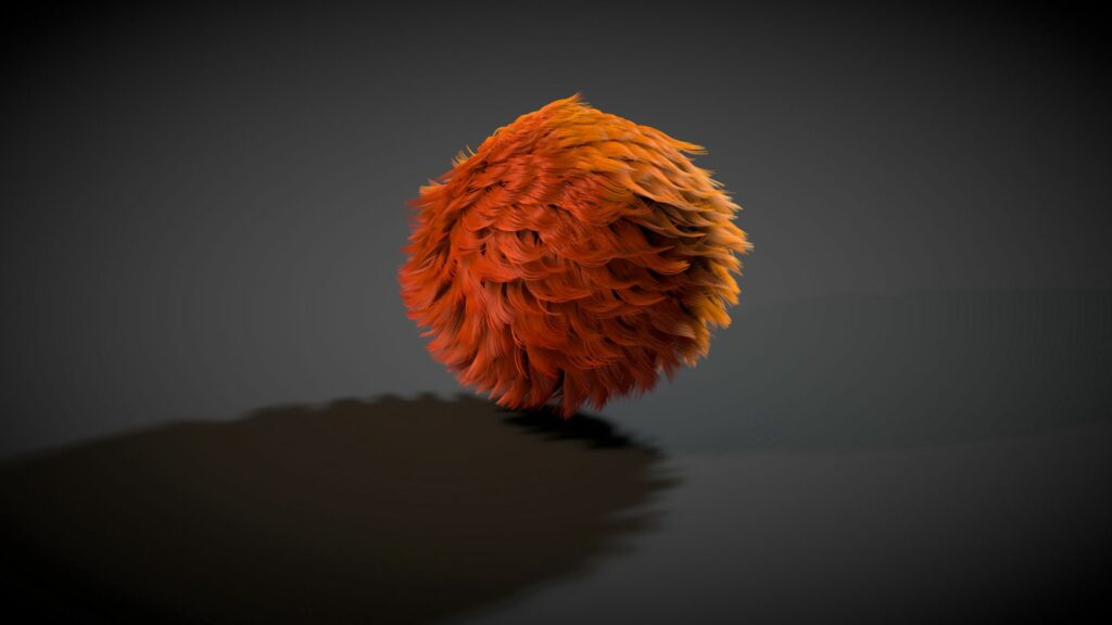 Vibrant Orange Furry Ball Wallpaper on Dark Background - 1920x1080