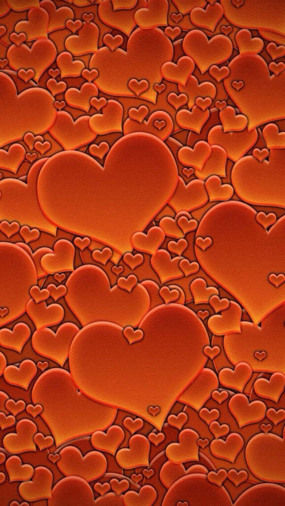 Vibrant Orange Hearts Wallpaper Background - Lively Design for Devices