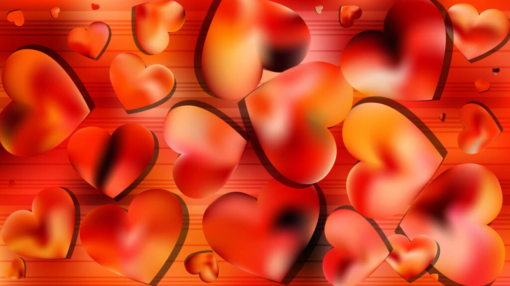 Warm Orange Heart Wallpaper on Dark Gradient Background