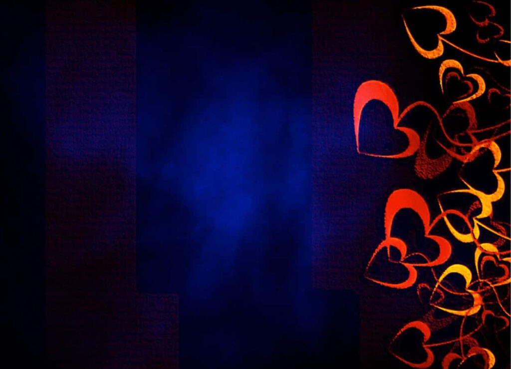 Vibrant Orange Hearts Wallpaper on Deep Blue Background - Captivating Design