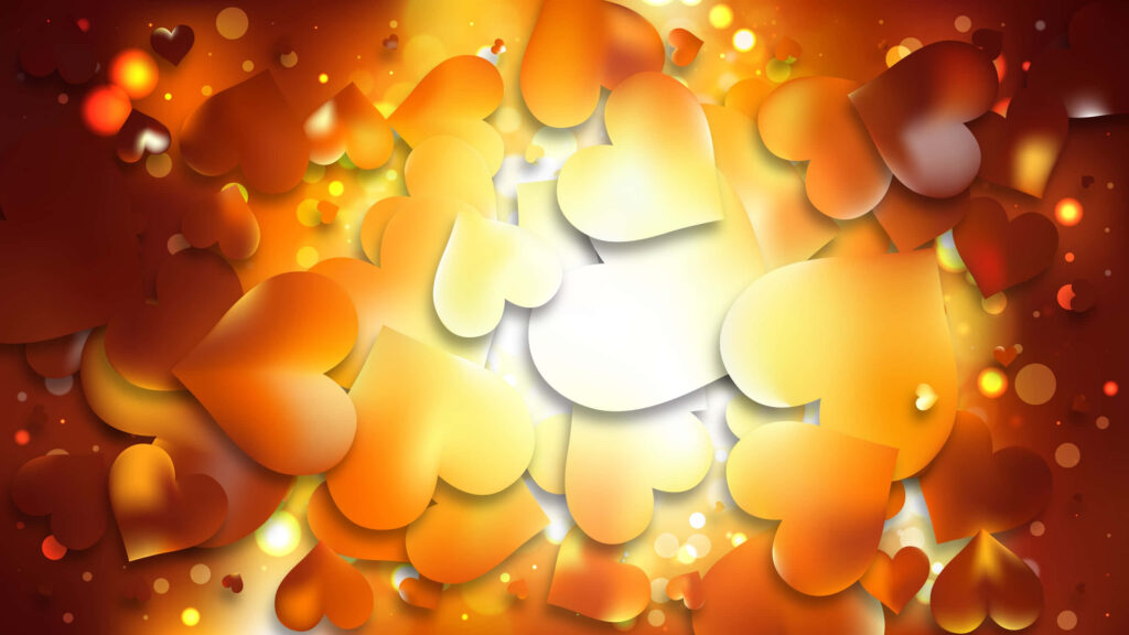 Glowing Orange Hearts Wallpaper: Captivating Warm Background Design