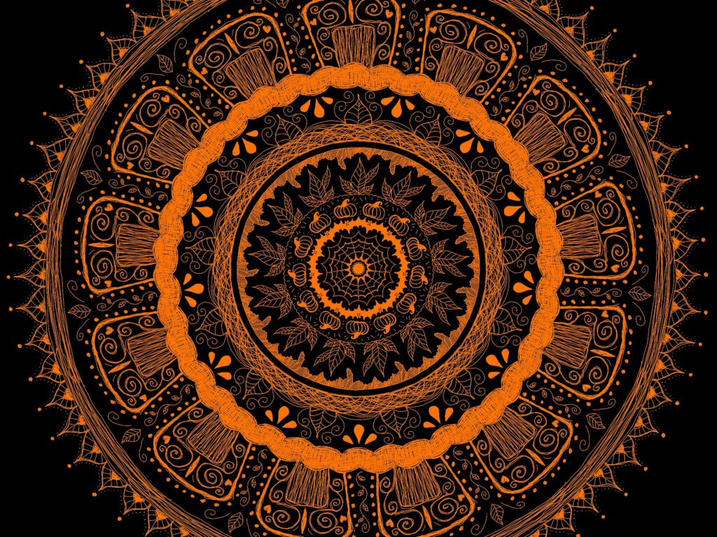 Vibrant Orange Mandala Wallpaper: Intricate Abstract Design Background