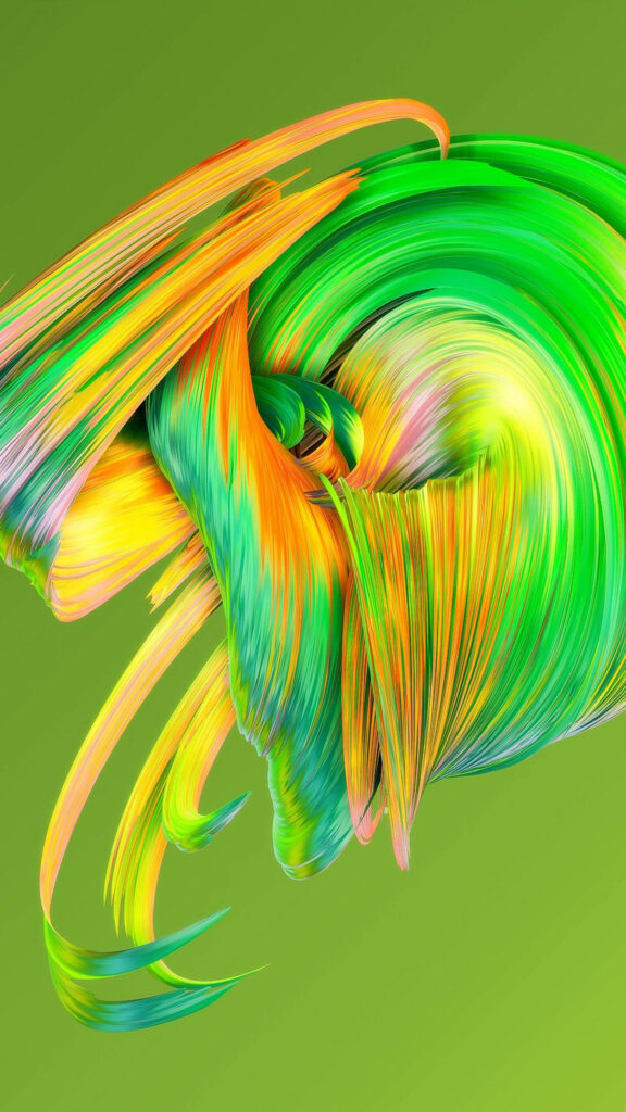 Vibrant Abstract Swirl Wallpaper in Orange & Green - Dynamic Design