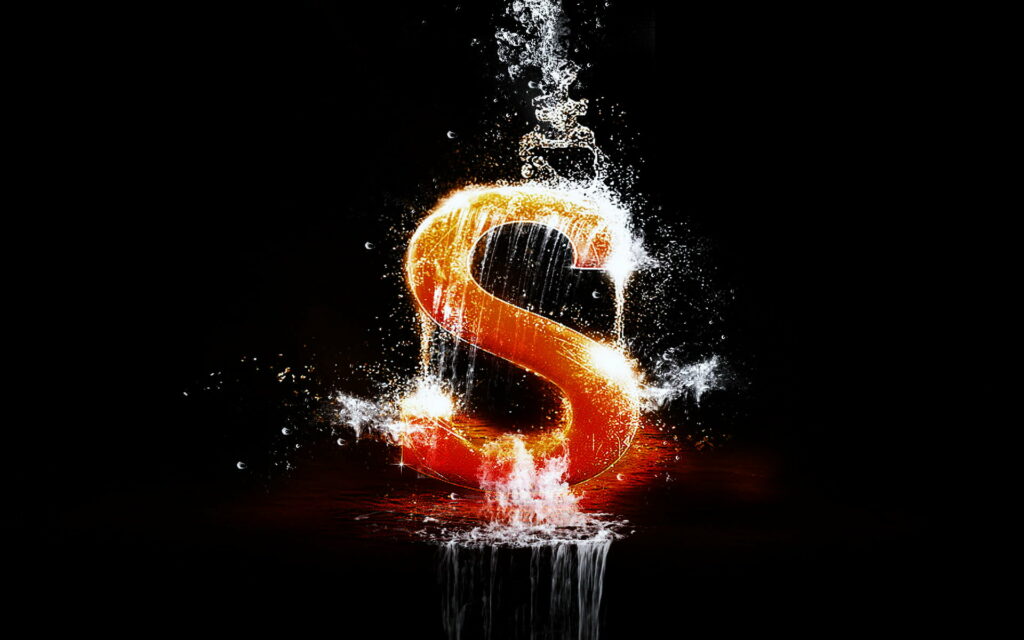 Orange and White 3D Letter S with Water Reflections: A Fresh Take on HD Wallpaper Design