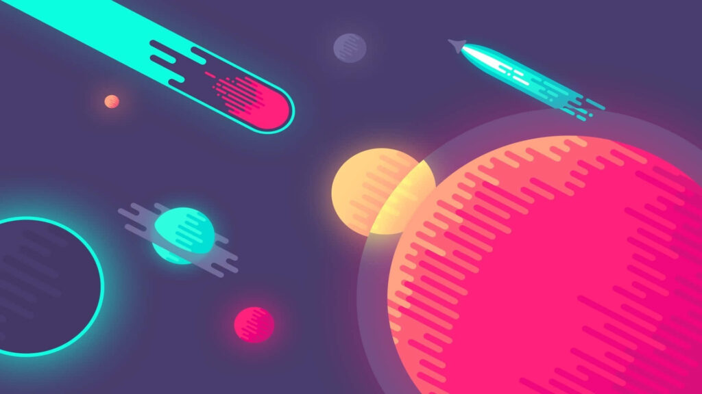 Vivid Minimalist Abstract Outer Space Wallpaper with Meteorites