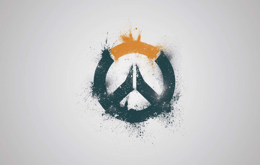 Minimalist Overwatch Wallpaper: Iconic Logo in Vibrant Splatter
