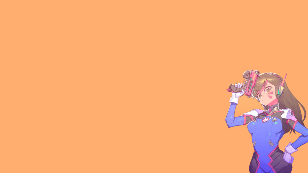 Vibrant Overwatch Character Wallpaper on Bold Orange Background