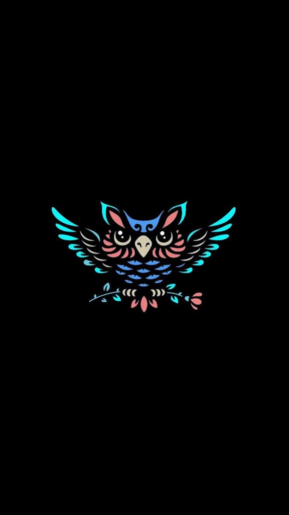 Vibrant Owl Perched on iPhone X Amoled Black Screen Wallpaper