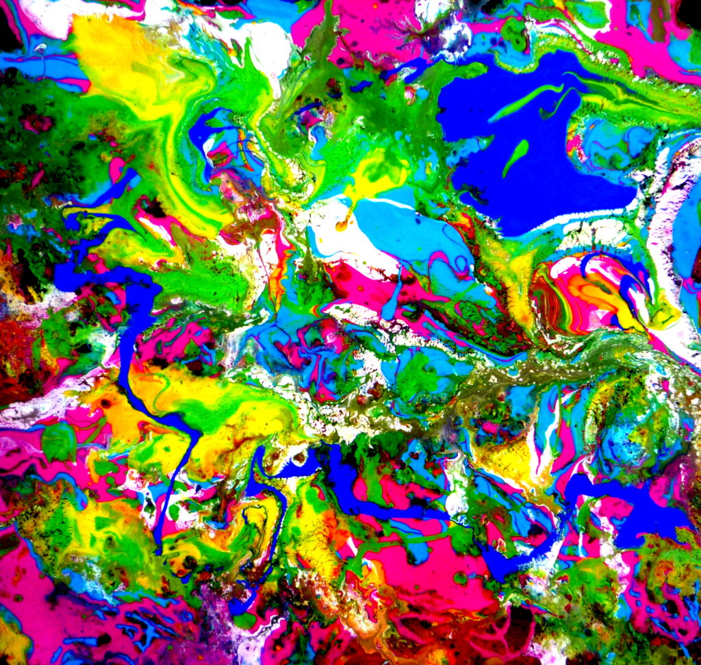 Vibrant Abstract Paint Mixing Wallpaper - Energetic Psychedelic Background