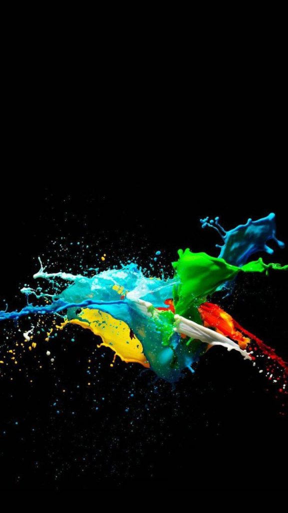 Vibrant paint splash wallpaper colorful blue green yellow red on black artistic iPhone background
