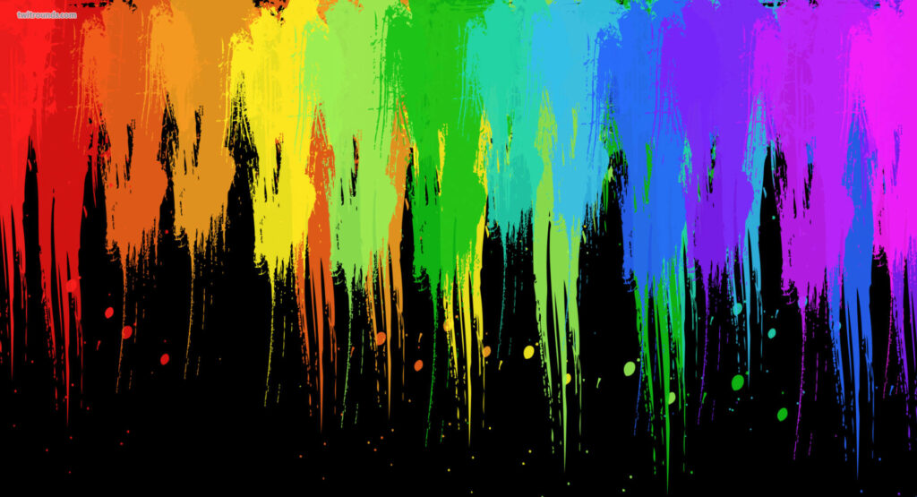 Dazzling Splash: A Colorful Palette Glistening Against a Midnight Canvas Wallpaper