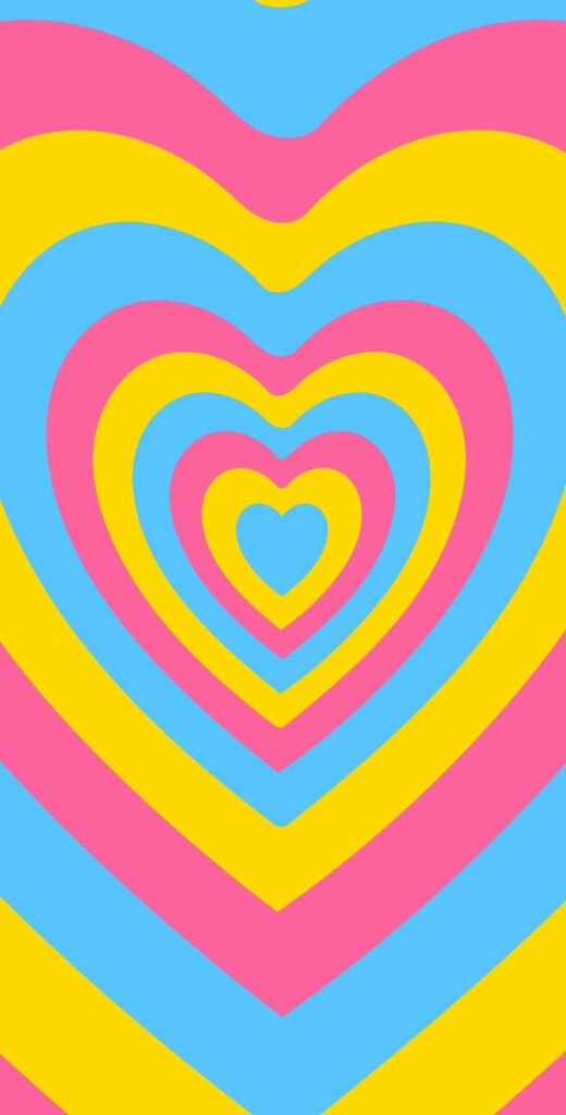 Pansexual Heart Patterns Wallpaper - Vibrant Love & Inclusivity Background
