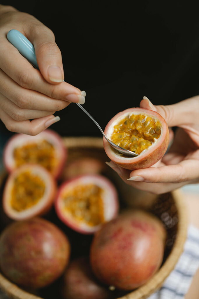 Tropical Passion Fruit Close-Up: Juicy Pulp Wallpaper Background