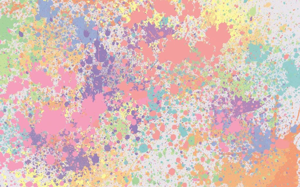 Vibrant pastel rainbow abstract wallpaper with playful paint splatters for desktop and mobile
