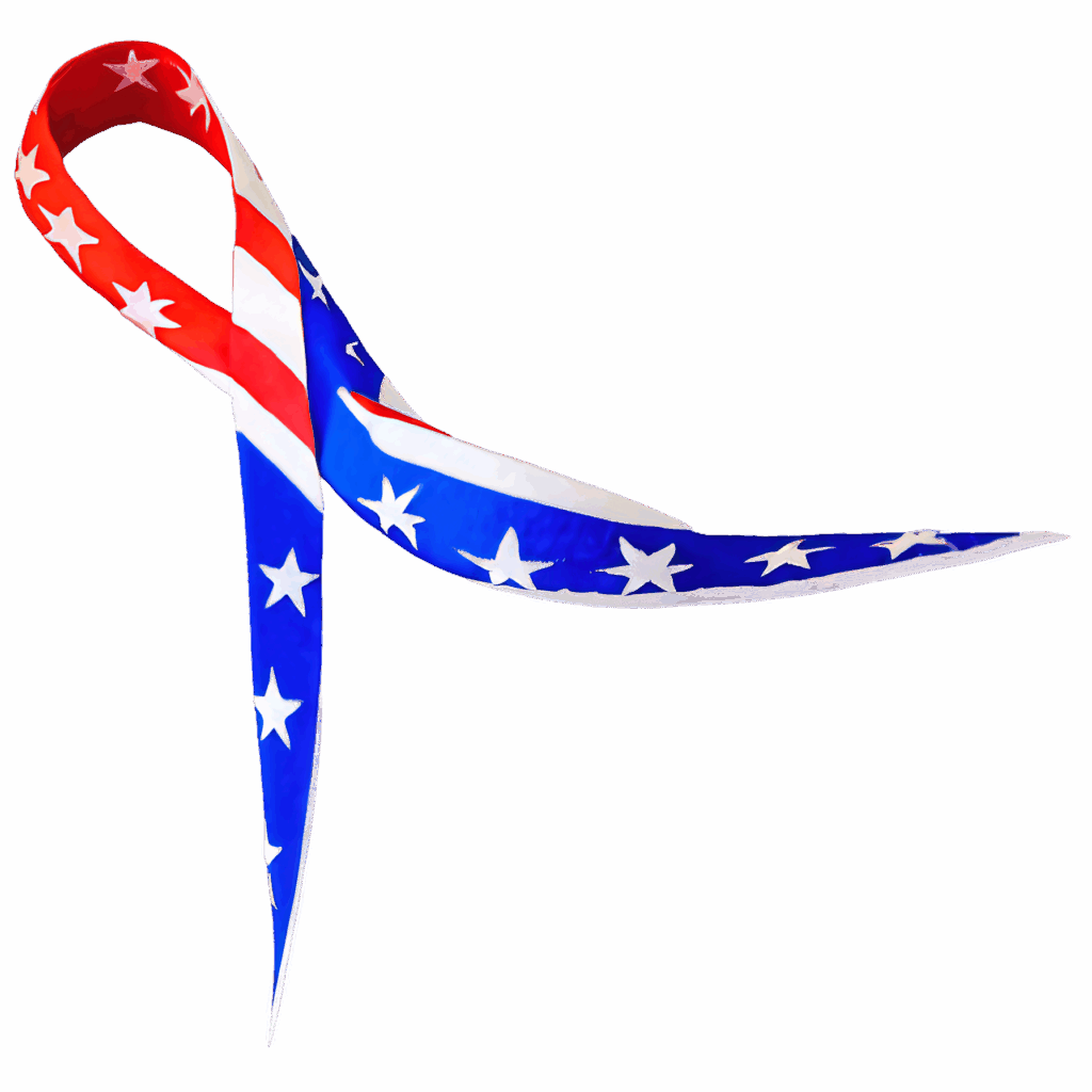 Vibrant patriotic ribbon with red white blue stripes and stars on soft purple background wallpaper