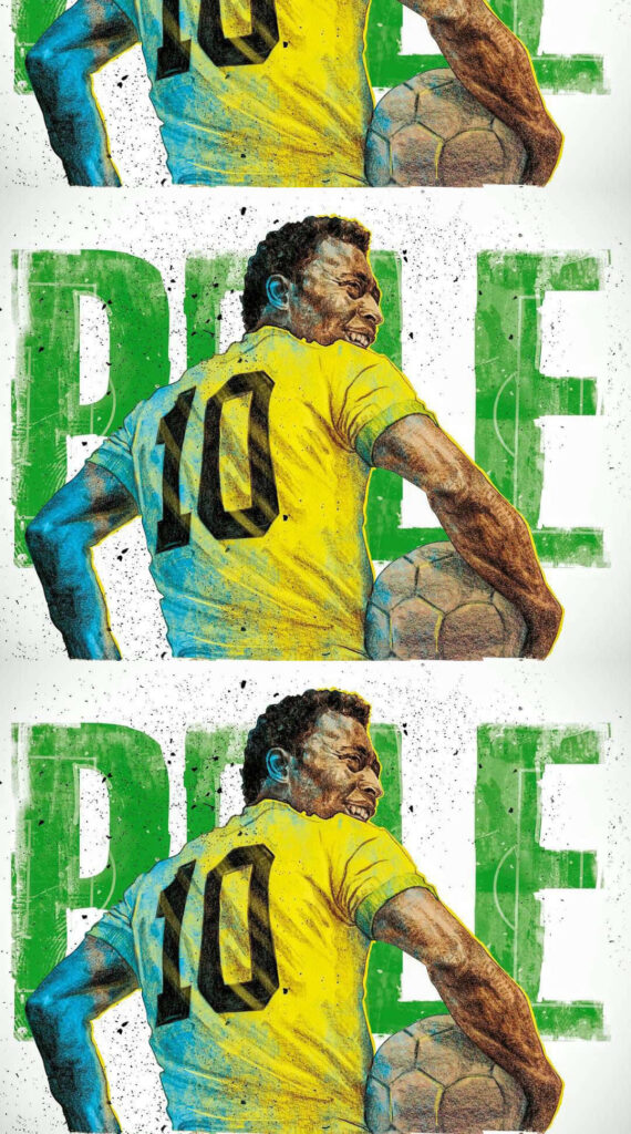 Vibrant Pelé Wallpaper: Iconic Brazil Jersey & Legacy in Green Text