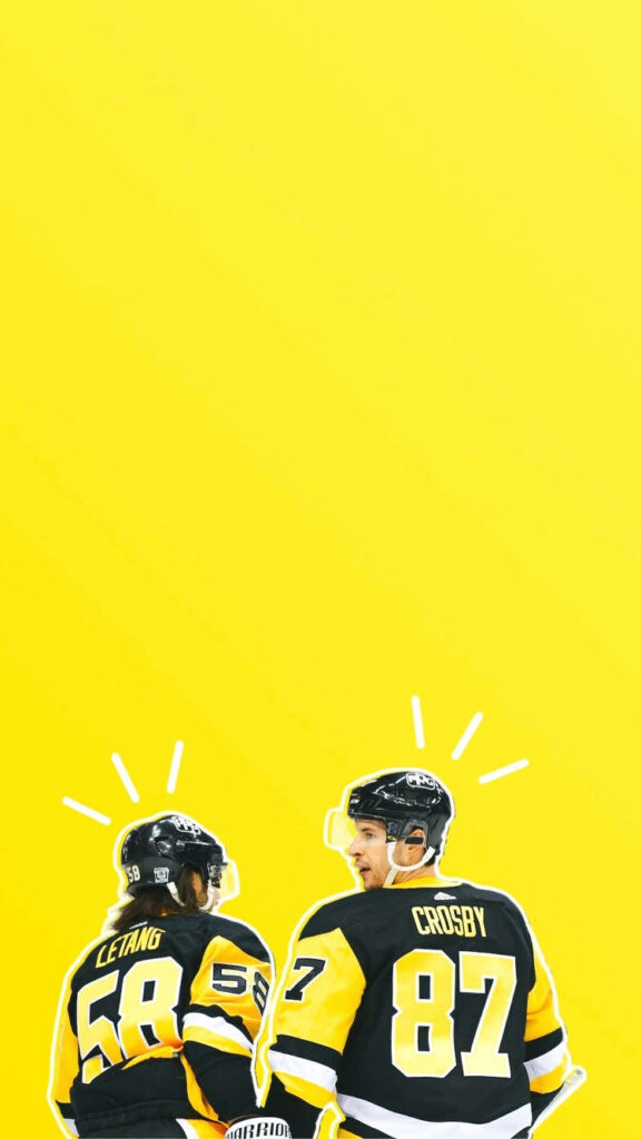 Kris Letang & Sidney Crosby Wallpaper on Bright Yellow Background