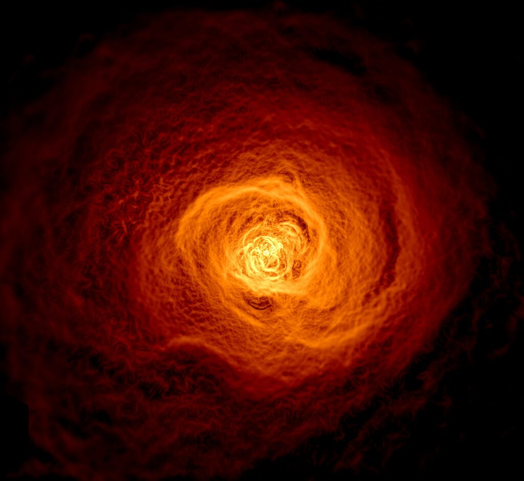 Vibrant Perseus Galaxy Cluster Wallpaper: Cosmic Beauty in Orange