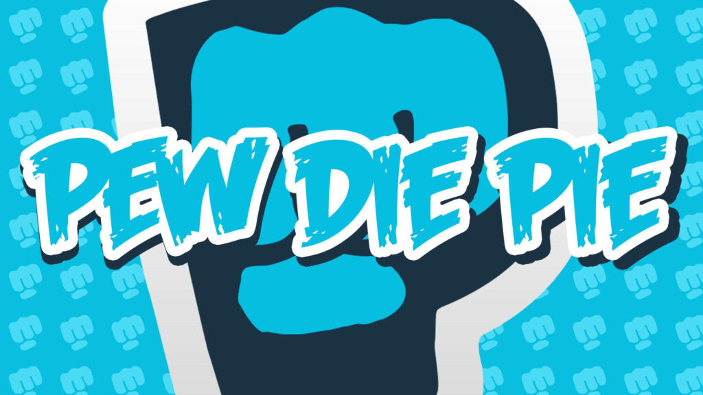 Vibrant Pewdiepie wallpaper with iconic logo bold text and energetic brofist background